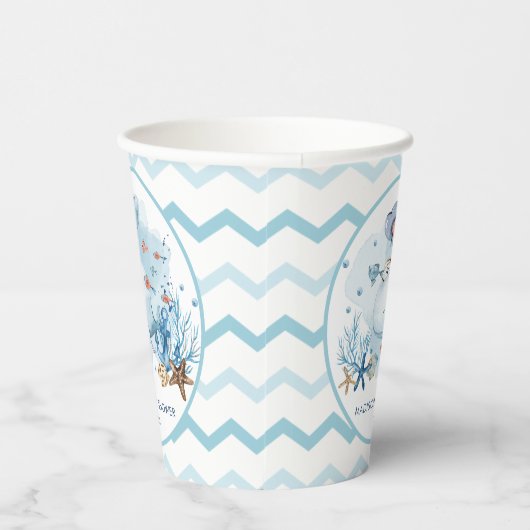 Leuke walvis onder het Zee Nautisch Baby shower Papieren Bekers (Rechts)