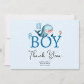 Leuke walvis onder Zee Boy Baby shower Bedankkaart (Voorkant)