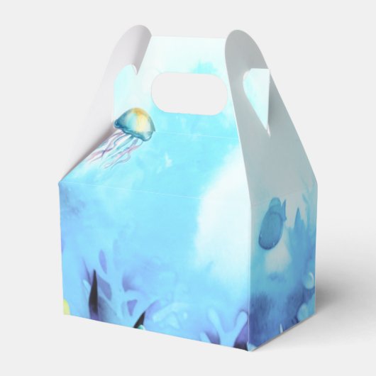 Leuke walvis onder Zee Waterverf jongen Baby showe Bedankdoosjes (Achterkant)