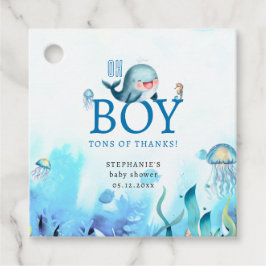 Leuke walvis onder Zee Waterverf jongen Baby showe Bedankjes Labels