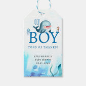 Leuke walvis onder Zee Waterverf jongen Baby showe Cadeaulabel (Voorkant)