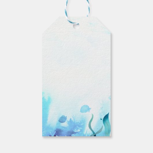 Leuke walvis onder Zee Waterverf jongen Baby showe Cadeaulabel (Achterkant)