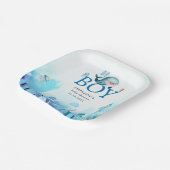 Leuke walvis onder Zee Waterverf jongen Baby showe Papieren Bordje (Gebogen)