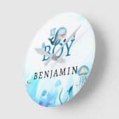 Leuke walvis onder Zee Waterverf jongen blauw wit Ronde Klok (Hoek)