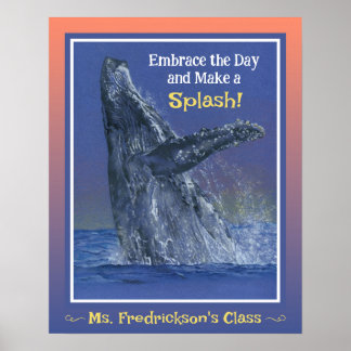 Leuke walvis print voor de Classroom Sunset Border