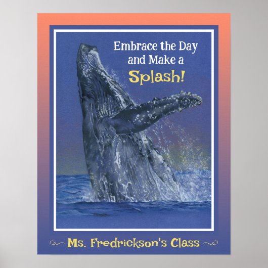 Leuke walvis print voor de Classroom Sunset Border (Voorkant)
