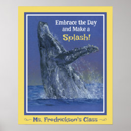 Leuke walvis print voor de Classroom Yellow Border