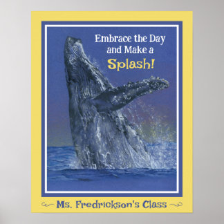 Leuke walvis print voor de Classroom Yellow Border