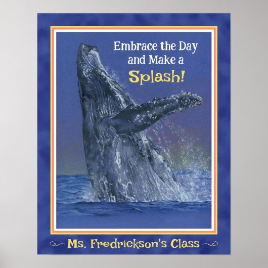 Leuke walvis print voor het klaslokaal Deep Blue B (Voorkant)