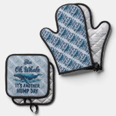 Leuke walvisgrap "Oh walvis" Hump Day-ontwerp Ovenwant & Pannenlap Set (Voorkant / Achterkant)