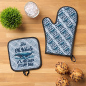 Leuke walvisgrap "Oh walvis" Hump Day-ontwerp Ovenwant & Pannenlap Set (Top down)