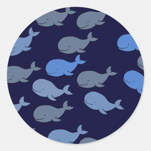 Leuke walvissen blauw ronde sticker (Voorkant)