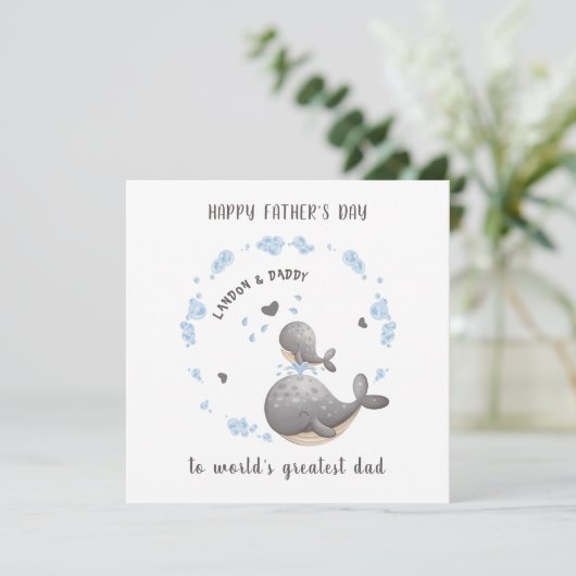 Leuke walvissen jongen Vaderdag Kaart (Staand voorkant)