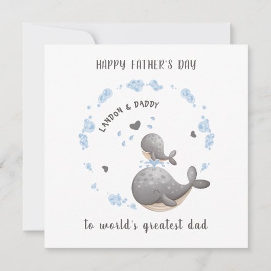 Leuke walvissen jongen Vaderdag Kaart (Voorkant)