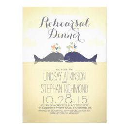 Leuke walvissen nautische strand repetitie diner u 12,7x17,8 uitnodiging kaart