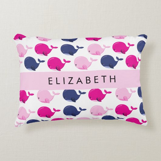 Leuke walvissen, Patroon van walvissen, Jouw naam Accent Kussen (Voorkant)