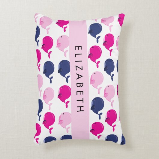 Leuke walvissen, Patroon van walvissen, Jouw naam Accent Kussen (Voorkant(Verticaal))