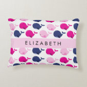 Leuke walvissen, Patroon van walvissen, Jouw naam Accent Kussen (Achterkant)