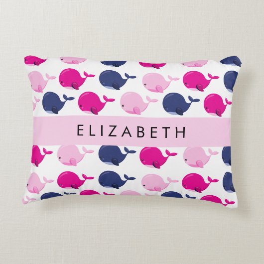Leuke walvissen, Patroon van walvissen, Jouw naam Accent Kussen (Achterkant)