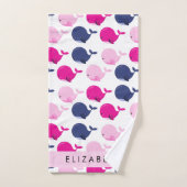 Leuke walvissen, Patroon van walvissen, Jouw naam Bad Handdoek (Handdoek)