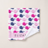 Leuke walvissen, Patroon van walvissen, Jouw naam Bad Handdoek (Wasdoekje)