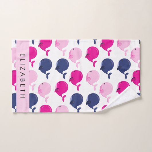 Leuke walvissen, Patroon van walvissen, Jouw naam Bad Handdoek (Handdoek)