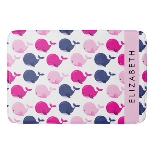 Leuke walvissen, Patroon van walvissen, Jouw naam Badmat (Voorkant)