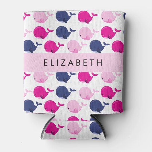 Leuke walvissen, Patroon van walvissen, Jouw naam Blikjeskoeler (Voorkant)