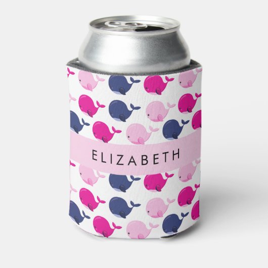 Leuke walvissen, Patroon van walvissen, Jouw naam Blikjeskoeler (Blikje Achterkant)