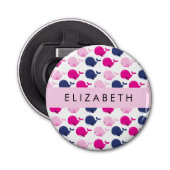 Leuke walvissen, Patroon van walvissen, Jouw naam Button Flesopener (Voorkant)