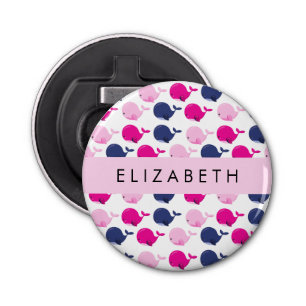 Leuke walvissen, Patroon van walvissen, Jouw naam Button Flesopener