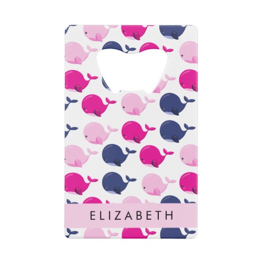 Leuke walvissen, Patroon van walvissen, Jouw naam Creditkaart Flessenopener (Voorkant)