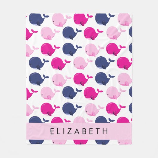 Leuke walvissen, Patroon van walvissen, Jouw naam Fleece Deken (Voorkant)