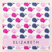 Leuke walvissen, Patroon van walvissen, Jouw naam Glazen Onderzetter (Voorkant)