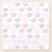 Leuke walvissen, Patroon van walvissen, Jouw naam Glazen Onderzetter (Achterkant)