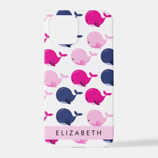 Leuke walvissen, Patroon van walvissen, Jouw naam iPhone Hoesje (Achterkant)