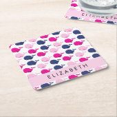 Leuke walvissen, Patroon van walvissen, Jouw naam Kartonnen Onderzetters (Schuin)