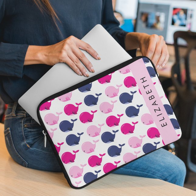 Leuke walvissen, Patroon van walvissen, Jouw naam Laptop Sleeve (Creator heeft geüpload)