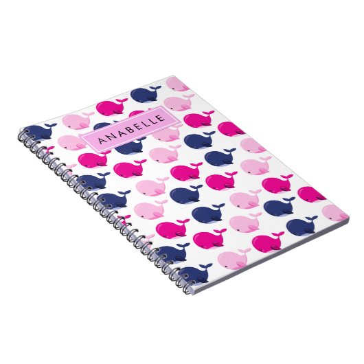 Leuke walvissen, Patroon van walvissen, Jouw naam Notitieboek (Rechterzijde)