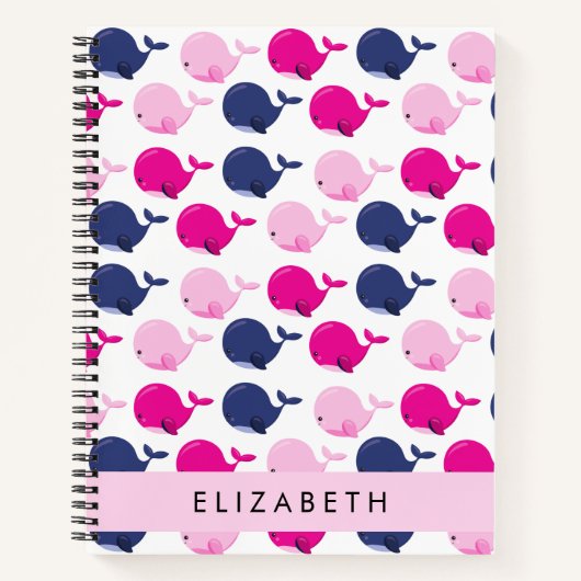 Leuke walvissen, Patroon van walvissen, Jouw naam Notitieboek (Voorkant)