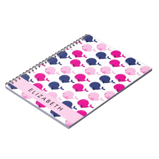 Leuke walvissen, Patroon van walvissen, Jouw naam Notitieboek (Linkerzijde)