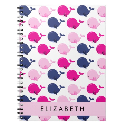 Leuke walvissen, Patroon van walvissen, Jouw naam Notitieboek (Voorkant)