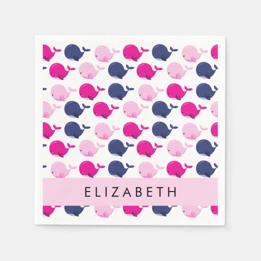 Leuke walvissen, Patroon van walvissen, Jouw naam Servet (Voorkant)