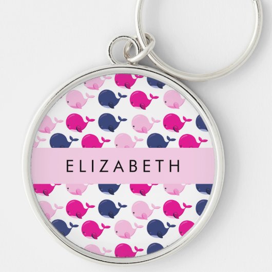 Leuke walvissen, Patroon van walvissen, Jouw naam Sleutelhanger (Voorkant)