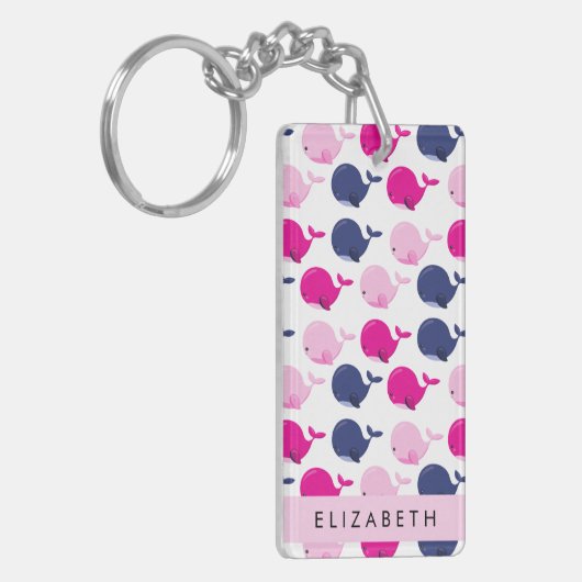 Leuke walvissen, Patroon van walvissen, Jouw naam Sleutelhanger (Voorkant Links)