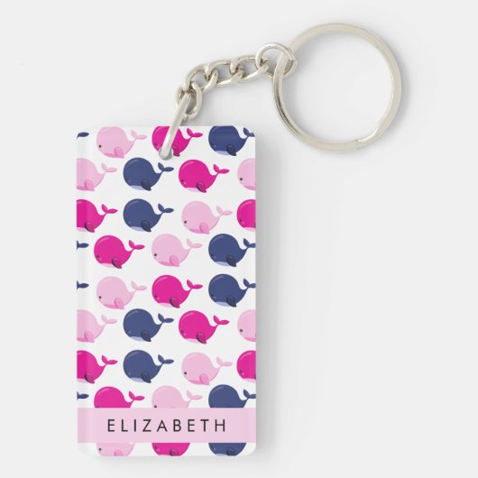 Leuke walvissen, Patroon van walvissen, Jouw naam Sleutelhanger (achterkant)