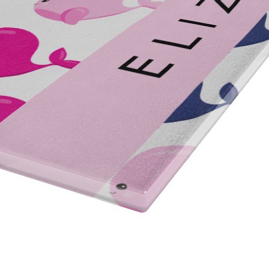 Leuke walvissen, Patroon van walvissen, Jouw naam Snijplank (Hoek)