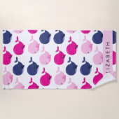 Leuke walvissen, Patroon van walvissen, Jouw naam Strandlaken (Voorkant)