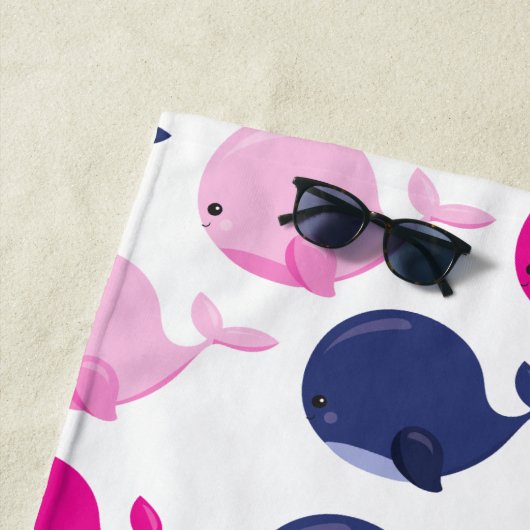 Leuke walvissen, Patroon van walvissen, Jouw naam Strandlaken (In situ)