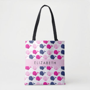 Leuke walvissen, Patroon van walvissen, Jouw naam Tote Bag